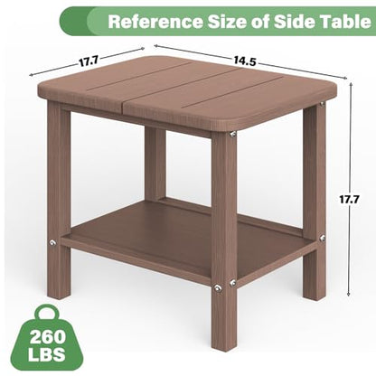 Patio Side Table, Small Rectangular HDPE Adirondack End Table for Outdoor Use in Pool, Garden, Lawn, Backyard,Brown - color: Brown