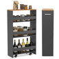 4-Tier Rolling Storage Cart, 8 Inches Slim Kitchen Cart on Wheels with Open Shelves & Handle, Laundry Room Cart Between Washer and Dryer, for Narrow Space Bathroom Next to Fridge (Grey & Natural) - color: Grey & Natural