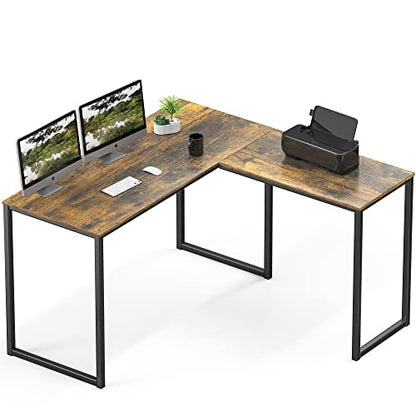 SHW Mission 48 x 48 L-Shape Home Office Computer Desk, Rustic Brown | Reversible Desktop Design - color: Rustic Brown, size: 48-Inch L-Shaped