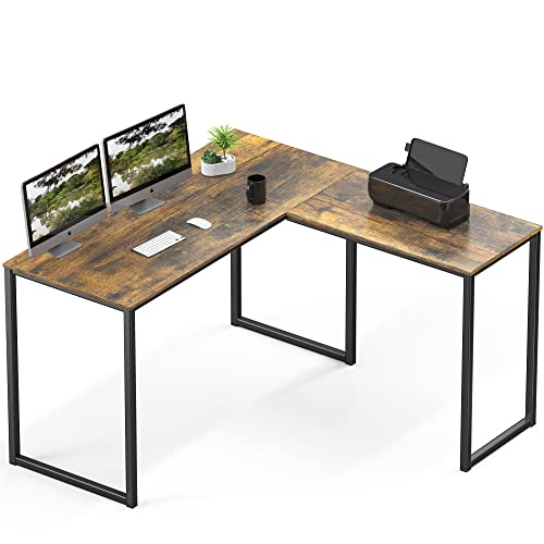 SHW Mission 48 x 48 L-Shape Home Office Computer Desk, Rustic Brown | Reversible Desktop Design - color: Rustic Brown, size: 48-Inch L-Shaped