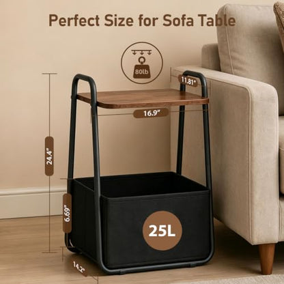 Collection - Side Table,Small End Table for Living Room, Metal Frame Nightstand,Entryway Table, for Bedroom& Bathroom& Outdoor& Office