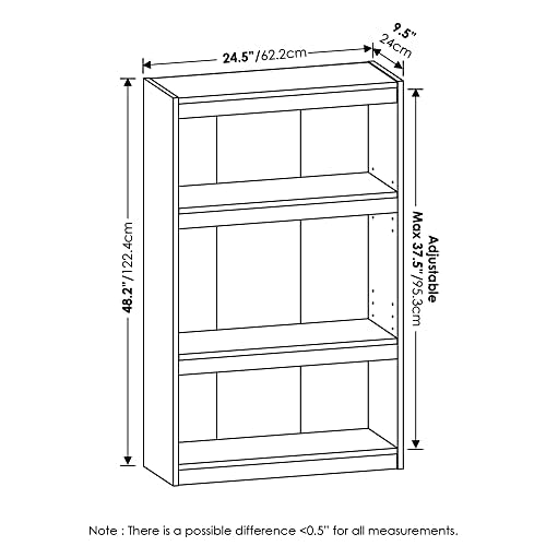 Furinno Jaya Enhanced Home Bookcase 3-Tier Adjustable Bookshelf, White - color: White, size: 3-Tier Thick