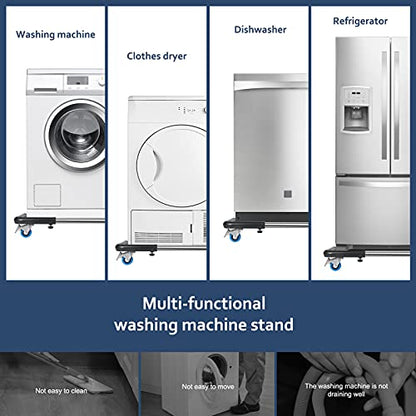SPACECARE Mini Fridge Stand Mobile Roller, Adjustable Furniture Dolly with 4 Locking Wheels, Heavy Duty Washing Machine Base, Universal Appliance Pedestal for Dryer and Refrigerator- Black - color: Black