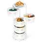 5 Tier Kitchen Storage Cart, Circular Rotating Basket, Storage Rack with 360 Degree Wheels, Fruit And Vegetable Storage, Fruit Vegetable Shelf, Rotatable Basket for Kitchen Bathroom White Five Layers