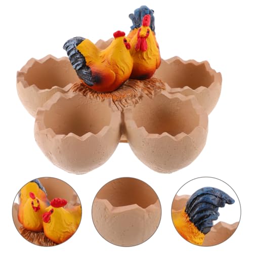 ibasenice Resin Flower Pot Eggshell Design Succulent Planter for Miniature Decorations Mini Potted Plants Home Office Table Decor Micro Landscape Bonsai Display 6.49 X 6.49 X 4.33 in