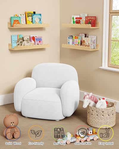Harwaya Scalloped Nursery Bookshelf Wall Mounted 4-Pack, Natural Wood Floating Book Shelves for Wall, Cloud Wall Mount Bookshelves for Kids Bedroom, Baby Children Toddler Room (Natural Pine Wood) - color: Natural Wood