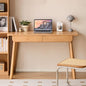 Solid Wood Desk, Mid Century Modern Home Office Desk, Computer Desk with Drawer for Writing Study Vanity 31.49" W - color: Natural-rubberwood, size: 31"W