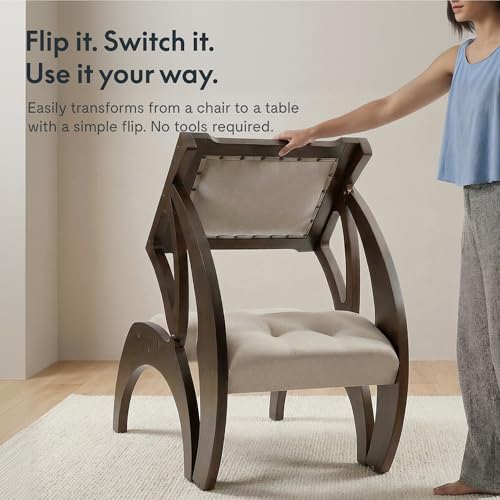 FLEXISPOT 3-in-1 Convertible Chair to Table with 2 Seats,Desk and Chair Set for 2, Upholstered Accent Chair with Solid Wood Frame, Easy Flip Design, Space Saving Furniture for Small Apartments - size: Convertible Chair for 2