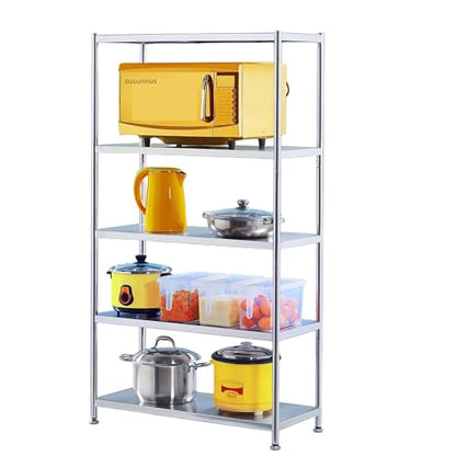 susunnus Stainless Steel Shelves 23.6in-5 Tier, Stainless Steel Shelf Organizer, Kitchen Storage Shelves,Artistic Texture, Pragmatic & Sturdy & Waterproof - size: 23.6in*13.8in-5T