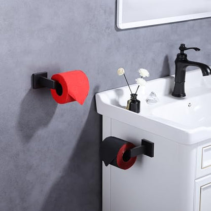 LANC Black Toilet Paper Holder, Bathroom Toilet Paper Roll Holder Wall Mounted, Modern Matte Black TP Holder for Bathroom Kitchen Stainless Steel, 2 Pack, A8807MB-P2 - color: Matte Black, size: Right(Screw-2Pcs)