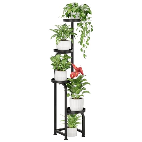 Bamworld Tall Plant Stand Indoor Outdoor, Corner Metal Flower Pot Stands for Multiple Plants, 4 Tier Heavy Duty Plant Shelf for Patio Garden Balcony Living Room Bedroom(Patent Design) - color: Matte Black, style: Spiral 4Tier