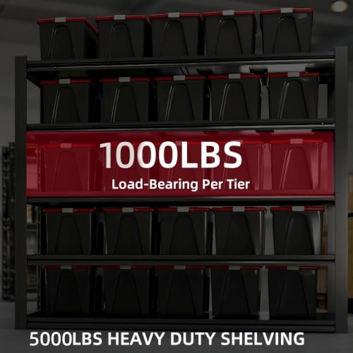 72"H Garage Shelving Heavy Duty Storage Shelves 5000 LBS Adjustable Metal Shelving Uints and Storage for Garage,Warehouse,School,Commercial,Business,62 "W x 24 "D x 72 "H (5T 72*62*24) - size: 5T 62 "W x 24 "D x 72 "H