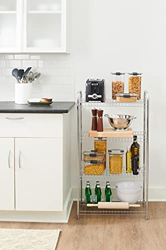 Rubbermaid 4-Tier Heavy Duty Wire Shelf, Satin Nickel, Easy Assemble with Hardware Included, for Food/Laundry/Closet Home Storage Use - style: Storage Shelf