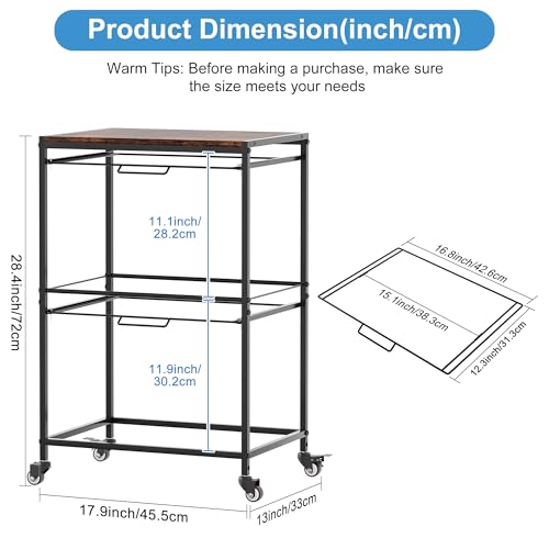 EasyPAG Rolling Hanging File Folder Cart, 2 Tier Metal Pull-Out File Rack for Letter and Legal Size Folders, Portable Filing Cart for Office Home, Black