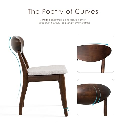 Furniture of America Nazaen V Mid-Century Modern Solid Wood 21.5-inch Side Chairs with Semi-Handmade, Perfect Round Radius and Upholstered Seat for Home Kitchen, Dining Room, Rich Walnut (Set of 2) - color: Rich Walnut, size: Style 5