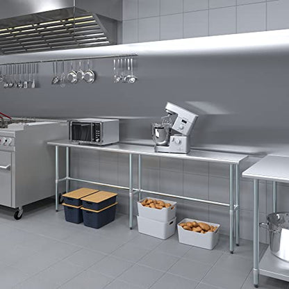 14 in. x 96 in. Open Base Stainless Steel Work Table | Residential & Commercial | Food Prep | Heavy Duty Utility Work Station | NSF - size: 96 in. Length x 14 in. Width