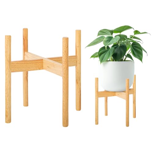 Wood 11.9" x 12.5" Plant Stand Indoor Outdoor, Wooden Single Floor Plant Pot Holder, Natural Plant Stand, Assembly Required (Excluding Potted Plants) - color: Natural, size: 12.5" H x 11.9" W