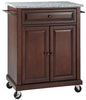 Crosley Furniture Compact Granite Top Small Rolling Cart with Shelves, Microwave Stand with Towel Rack, Mahogany - color: Mahogany, style: Gray Granite Top