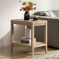 SICOTAS Rattan Nightstand Bedside Table - Farmhouse Boho Narrow Accent End Table with 2 Open Rattan Shelves for Bedroom, Living Room, Small Spaces - Light Oak - color: Reclaimed Light Oak, size: 1 Piece