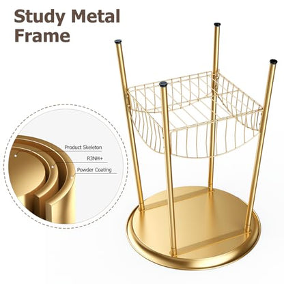 Small Outdoor Side Table, 2-Tier Round Metal Patio Table, Accent Table Waterproof, Weather Resistant End Table for Yard Porch Pool Balcony Garden Bedside (Gold) - color: Gold