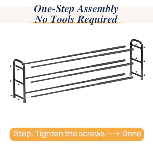 ENJOYBASICS 3 Tier Expandable Shoe Rack for Closet, Free Standing Metal Shoe Shelf Storage Organizer Holder 18 Pairs, Adjustable Width Shoe Rack for Entryway Small Space, Black - size: 3 Tier (6-18 Pairs)