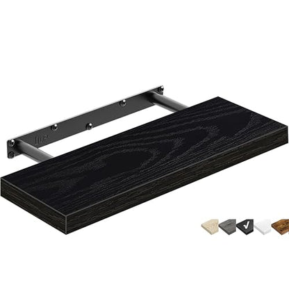QEEIG Floating Shelf for Wall Bathroom Shelves Bedroom Kitchen Living Room Farmhouse Small Book Shelf 16 inch Set of 1, Black (015-B1) - color: B. Black, size: 15.7" x 6.7"