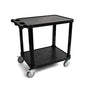 Pearington 2-Tier Compact Multi-Purpose Plastic Utility Cart with Lockable Wheels up to 150lbs, Black - size: 2 Shelves