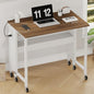 CHOEZON Folding Desk with Power Outlets, 31.5" Rolling Computer Table with Wheels, Portable Office Desk with Storage Shelf for Small Spaces Rustic Brown and White TDN01UWL - color: Rustic Brown and White