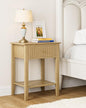 Fluted Nightstand, Farmhouse Night Stand with 1 Drawers, Mid Century Modern Side Accent Table,Bedside End Table for Bedroom, Living Room, Yellow Oak - color: Oak, size: 1 Drawer