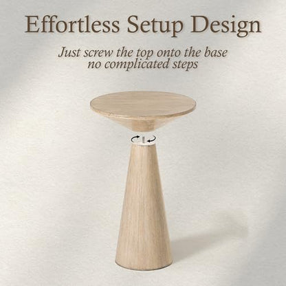 COZAYH Small Pedestal End Table Round Farmhouse Martini Table Wood Plant Stand Rustic Drink Table for Small Space Living Room, Distressed Grey - color: Natural Wood