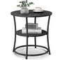 VASAGLE 21.7-Inch Round Side Table, 2-Tier End Table | Nightstand with Steel Frame, Spacious Top, for Small Spaces, Living Room, Bedroom, Charcoal Gray and Ink Black ULET056B22 - color: Charcoal Gray + Ink Black, style: Without Power Strip