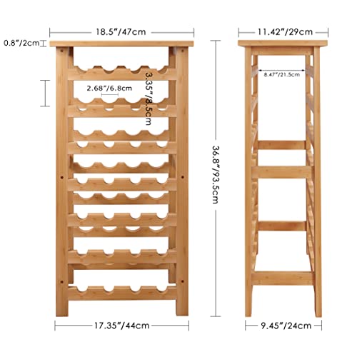 SMIBUY Bamboo Wine Rack, 28 Bottles Display Holder with Table Top, 7-Tier Free Standing Storage Shelves for Kitchen, Pantry, Cellar, Bar (Natural) - color: Natural