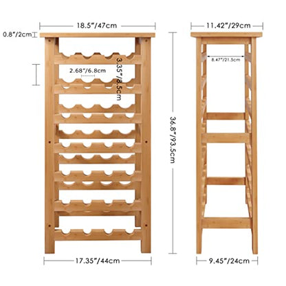 SMIBUY Bamboo Wine Rack, 28 Bottles Display Holder with Table Top, 7-Tier Free Standing Storage Shelves for Kitchen, Pantry, Cellar, Bar (Natural) - color: Natural