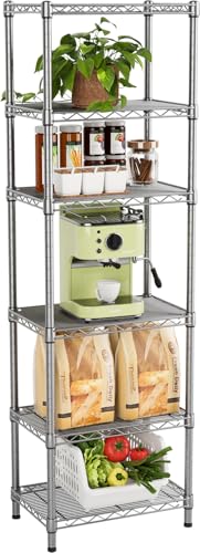 Golpart 6Tier Adjustable Storage Shelves Metal Wire Shelving Standing Shelf | Utility Heavy Duty Unit Rack Closet Organize for Home Kitchen Laundry Room Organization Pantry 10"Dx16"Wx63"H Grey - color: Grey, size: 6-tier-10"Dx16"Wx63"H