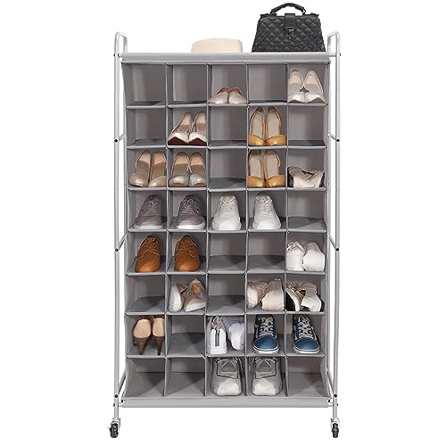 STORAGE MANIAC Shoe Cubby Organizer, Free Standing Shoe Cube Rack for Entryway, Bedroom, Apartment, Closet, 40-Cube Gray - color: Grey, size: 40-Cube