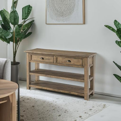Martin Svensson Home Monterey Solid Wood Sofa Console Table - Reclaimed Natural Finish - Modern Farmhouse - Entryway Table with Two Spacious Drawers - color: Reclaimed Natural