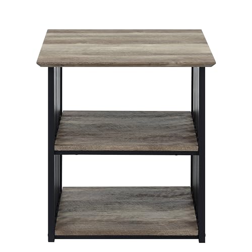 Modern Night Stand with Open Shelves, Bedside Table Easy Assembly, Versatile Use for Bedroom Living Room, Easy Clean Metal Frame Furniture,A-1