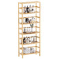 HITNET Bamboo Shelf, 6-Tier Adjustable Tall Open Bookcase, Bathroom Storage Rack Freestanding Shelving Unit, Plant Display Stand for Small Space, Natural - color: Natural