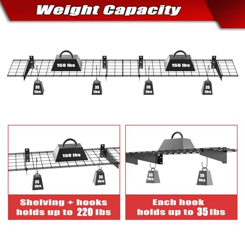 WALMANN 2 Pack Garage Wall Mount Shelves, 45x15 inch Wall Mounted Storage Shelves for Garage Heavy Duty Floating Shelf, Holds Up to 220 lbs(Black) - color: Black-15x45