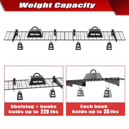 WALMANN 2 Pack Garage Wall Mount Shelves, 45x15 inch Wall Mounted Storage Shelves for Garage Heavy Duty Floating Shelf, Holds Up to 220 lbs(Black) - color: Black-15x45