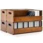 CroBlissful 4 Set Wooden CD Storage Box,Holds 144 CDs(36 Each),Stackable CD Holder Organizer with Magnetic Front Flap and Carrying Handles for DVDs, Cassette Tapes and Movie Cases (Brown) - color: Brown