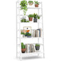 Homykic Ladder Shelf, 4-Tier Bamboo Ladder Bookshelf, 49.2” White Book Shelf, Open Bookcase Freestanding Plant Stand for Small Space, Bathroom, Living Room, Bedroom, Home Office - color: White