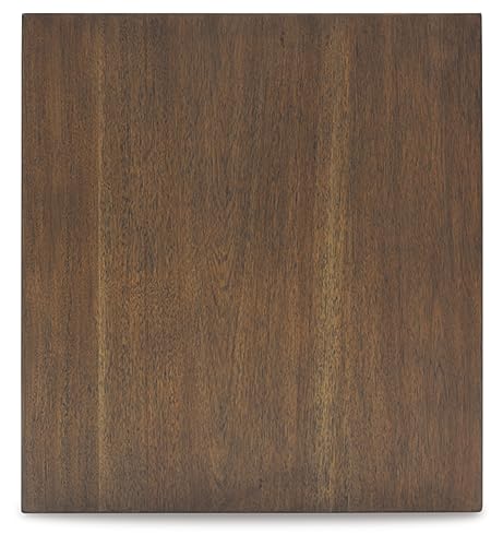 Signature Design by Ashley Moriville Rustic Farmhouse Rectangular End Table with Dual Cabinet Doors, Antique Bronze-Tone Hardware, Wood, 25" High, Brown - color: Dark Brown
