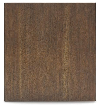 Signature Design by Ashley Moriville Rustic Farmhouse Rectangular End Table with Dual Cabinet Doors, Antique Bronze-Tone Hardware, Wood, 25" High, Brown - color: Dark Brown