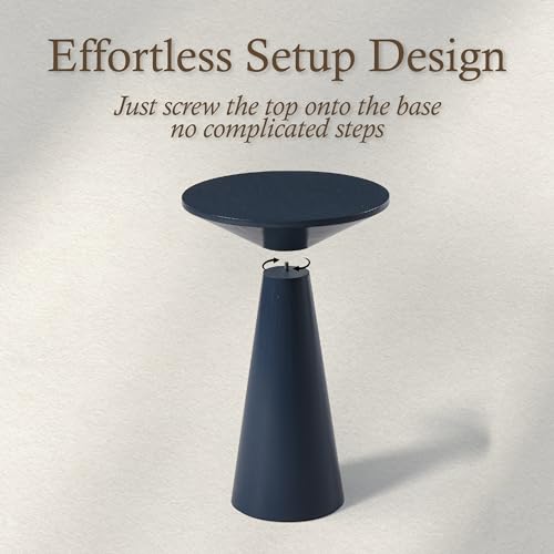 COZAYH Small Pedestal End Table Round Farmhouse Martini Table Wood Plant Stand Rustic Drink Table for Small Space Living Room, Dark Blue - color: Dark Blue