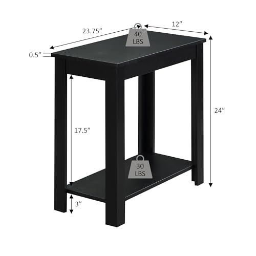 Convenience Concepts Designs2Go Baja Chairside End Table 23.75" - Transitional Narrow Side Accent with Storage Shelf for Modern Living or Family Room, Bedroom Nightstand, Dusty Blue - color: Dusty Blue