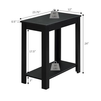 Convenience Concepts Designs2Go Baja Chairside End Table 23.75" - Transitional Narrow Side Accent with Storage Shelf for Modern Living or Family Room, Bedroom Nightstand, Dusty Blue - color: Dusty Blue