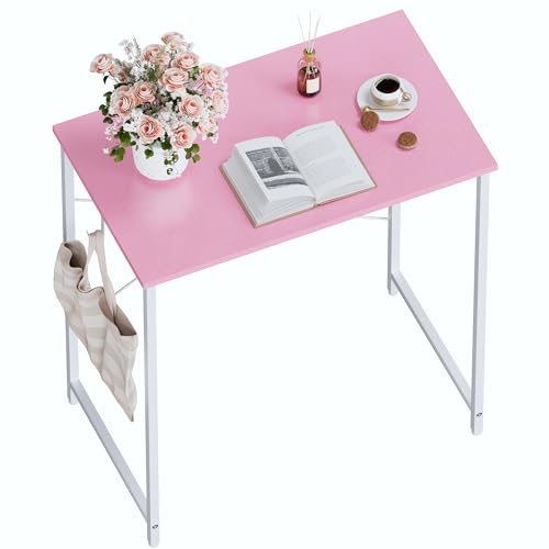 Pamray 23 Inch Computer Desk for Small Spaces, Home Office Work Desk with Headphone Hook, Small Office Desk Study Writing Table - color: Pink, size: 23 Inch