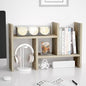 Jerry & Maggie Desktop Organizer Office Storage Rack Adjustable Wood Display Shelf Free Style Double H, Multi-Functional Mini Bookshelf for Desk Natural Stand (Gray Oak) - color: Gray Oak