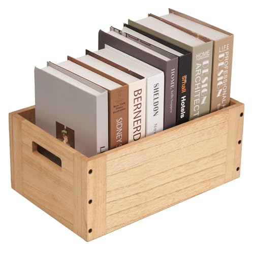 KIRIGEN Stackable Wood Storage Cube Organizer with Handle, Modular Open Cubby Bins for Books, Clothes, Shoes, Bookcase Shelf for Home Office Bedroom C15-NA - color: Natural, size: M/14.2*9.1*6(C15)